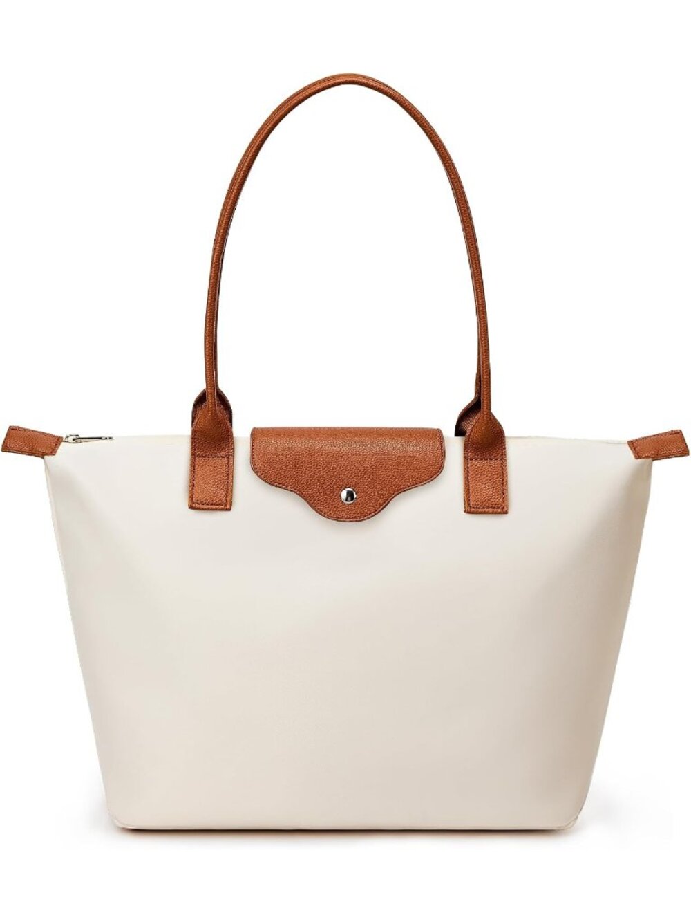 👜Women's Beige Nylon Tote Bag Large Capacity Shoulder Hobo Handbag With Zipper